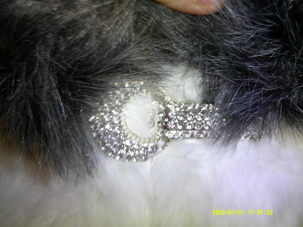 La Pricesse Faux Fur Vintage White Gray Coat/Jacket with Rhinestones 1960